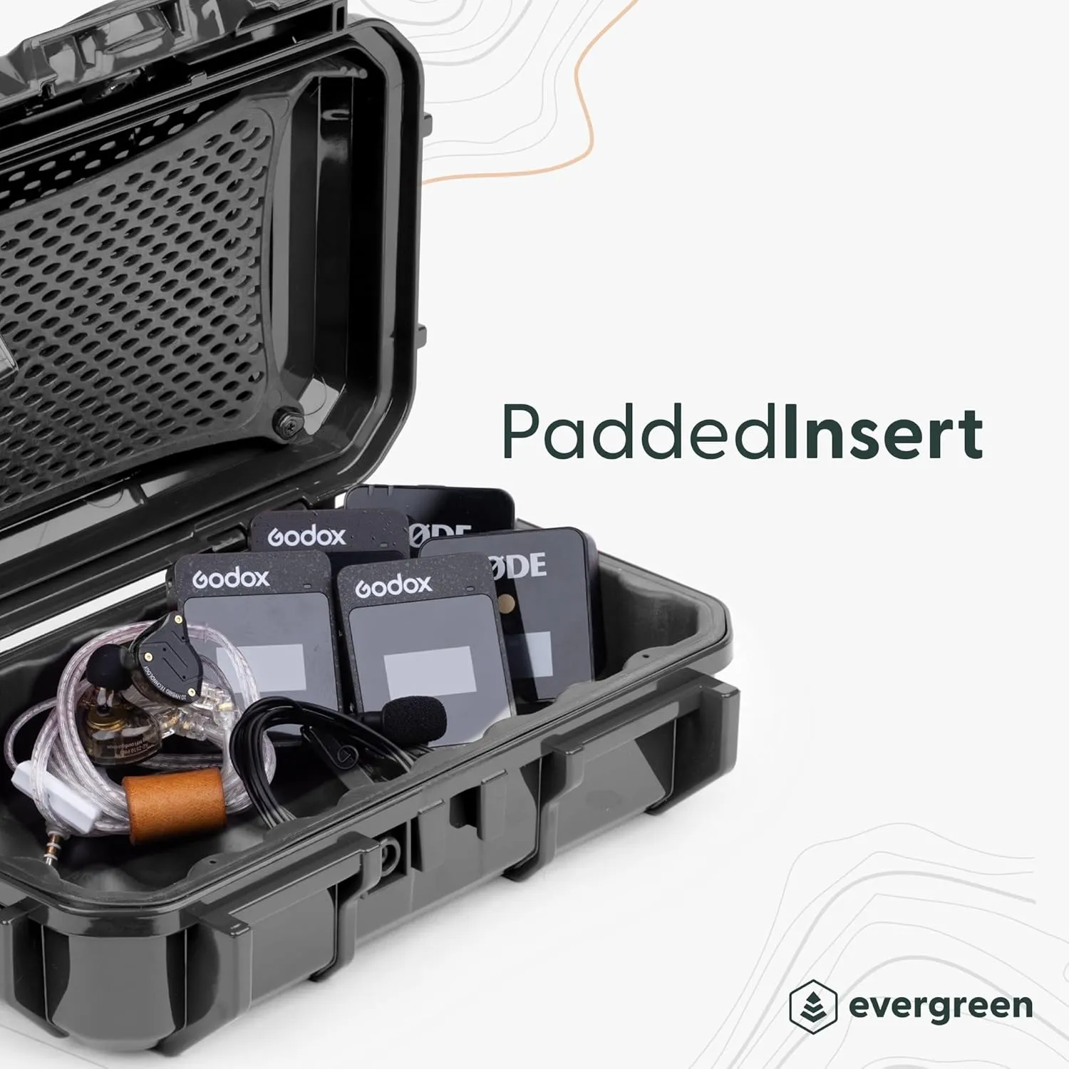 Evergreen ToughBox Tech Organizer – For Camera, Cables, Hard Drives, Compatible with GoPro etc. (Medium, Rubber Boot, Clear)