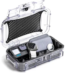 Evergreen ToughBox Tech Organizer – For Camera, Cables, Hard Drives, Compatible with GoPro etc. (Medium, Rubber Boot, Clear)