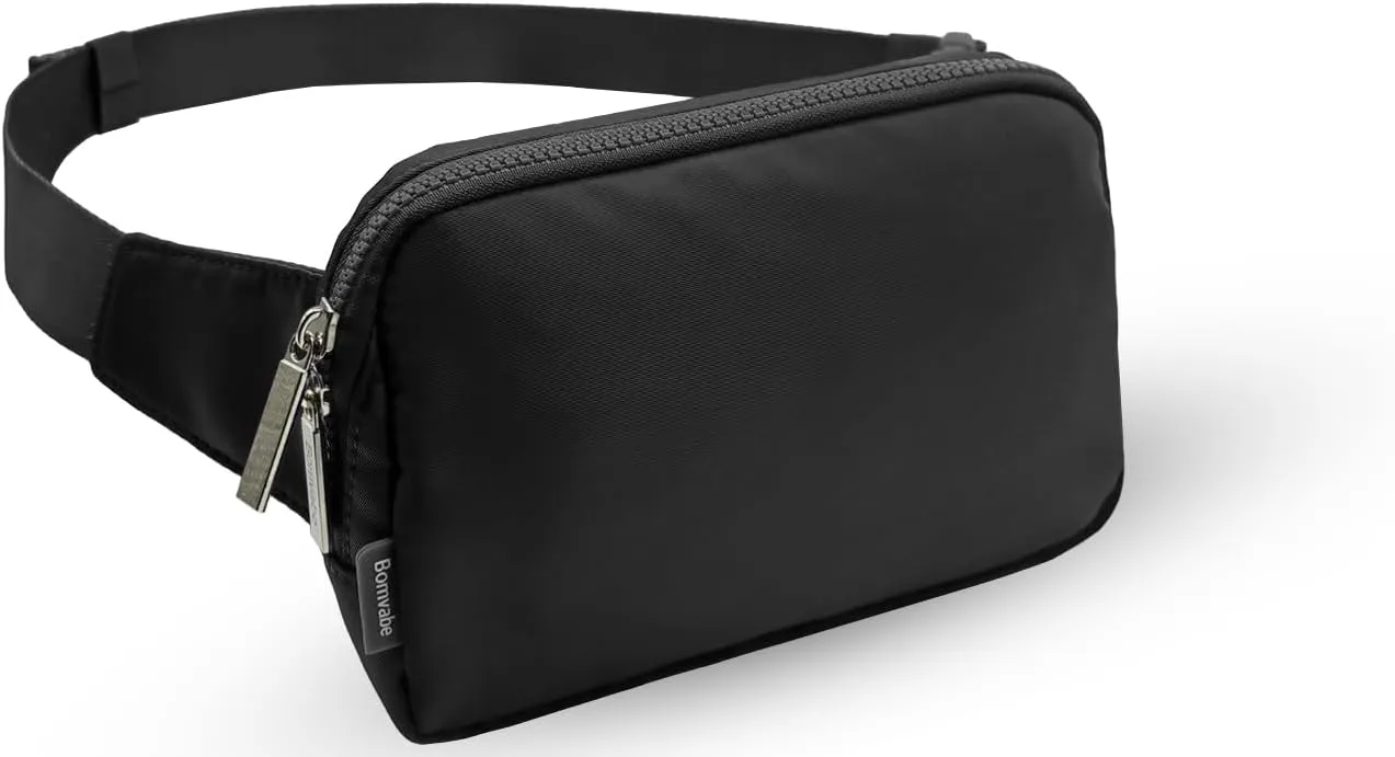 Everywhere Belt Bag 2L Black, Large Fanny Pack for Women Men with Adjustable Strap 55", Crossbody Bag Water-resistant for Travel, Sports, Hiking