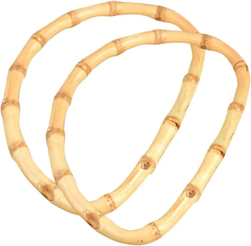 EXCEART Thicken Solid Bamboo Bag Handle Replacement D Shape Handbag Purse Handle for Purse Handbags 2Pcs