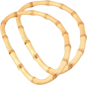 EXCEART Thicken Solid Bamboo Bag Handle Replacement D Shape Handbag Purse Handle for Purse Handbags 2Pcs