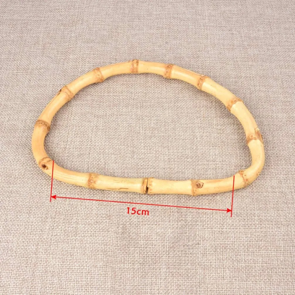 EXCEART Thicken Solid Bamboo Bag Handle Replacement D Shape Handbag Purse Handle for Purse Handbags 2Pcs