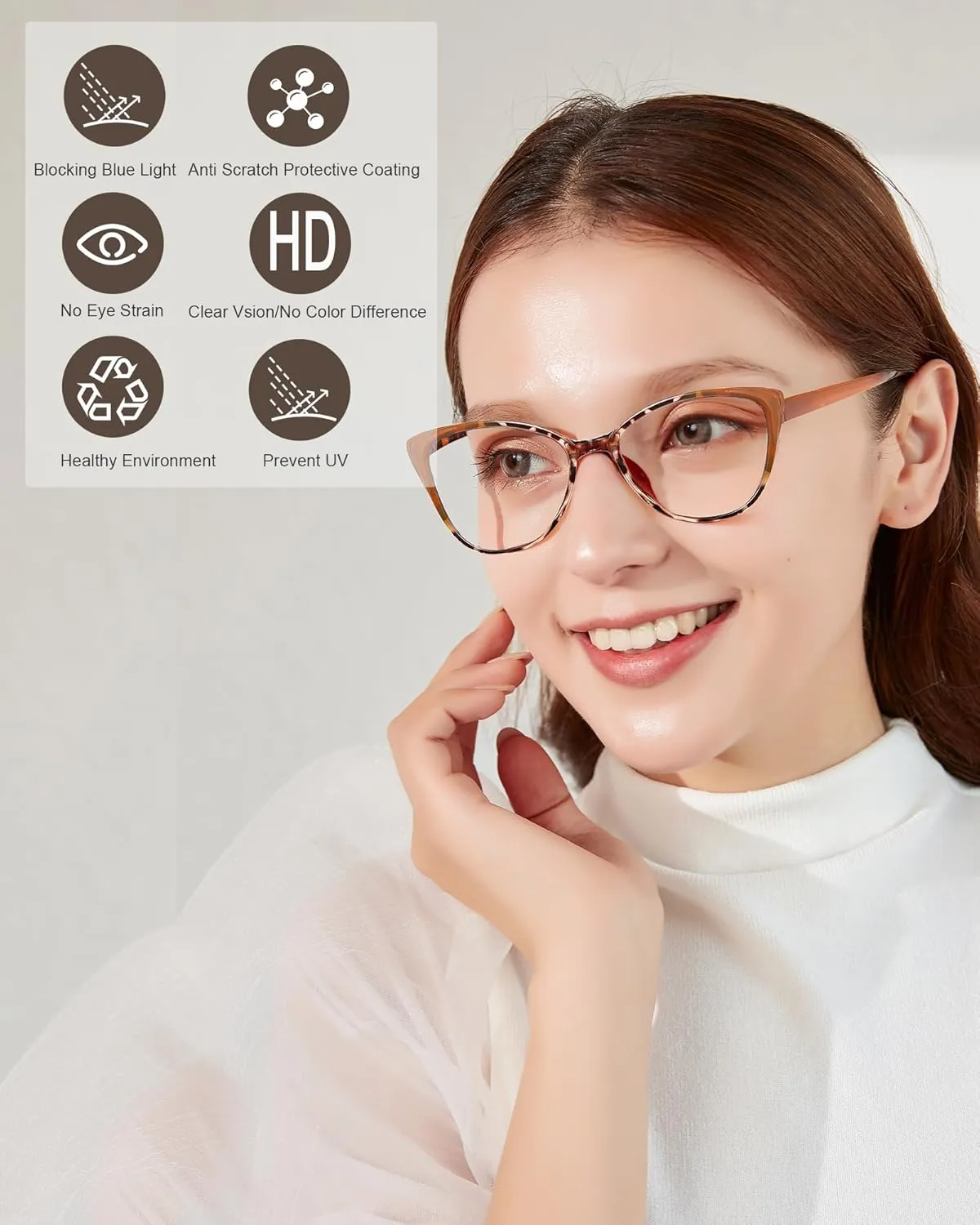 EYEURL 5 Pack Reading Glasses for Women-Cat Eye Blue Light Blocking Readers Fashion Computer Glasses with Spring Hinge Anti-Glare Readers for Women 0.5