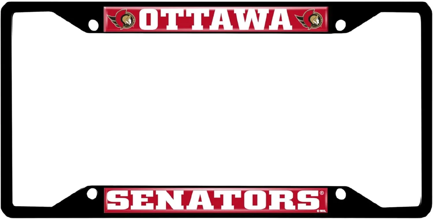 FANMATS 31829 Ottawa Senators Metal License Plate Frame Black Finish