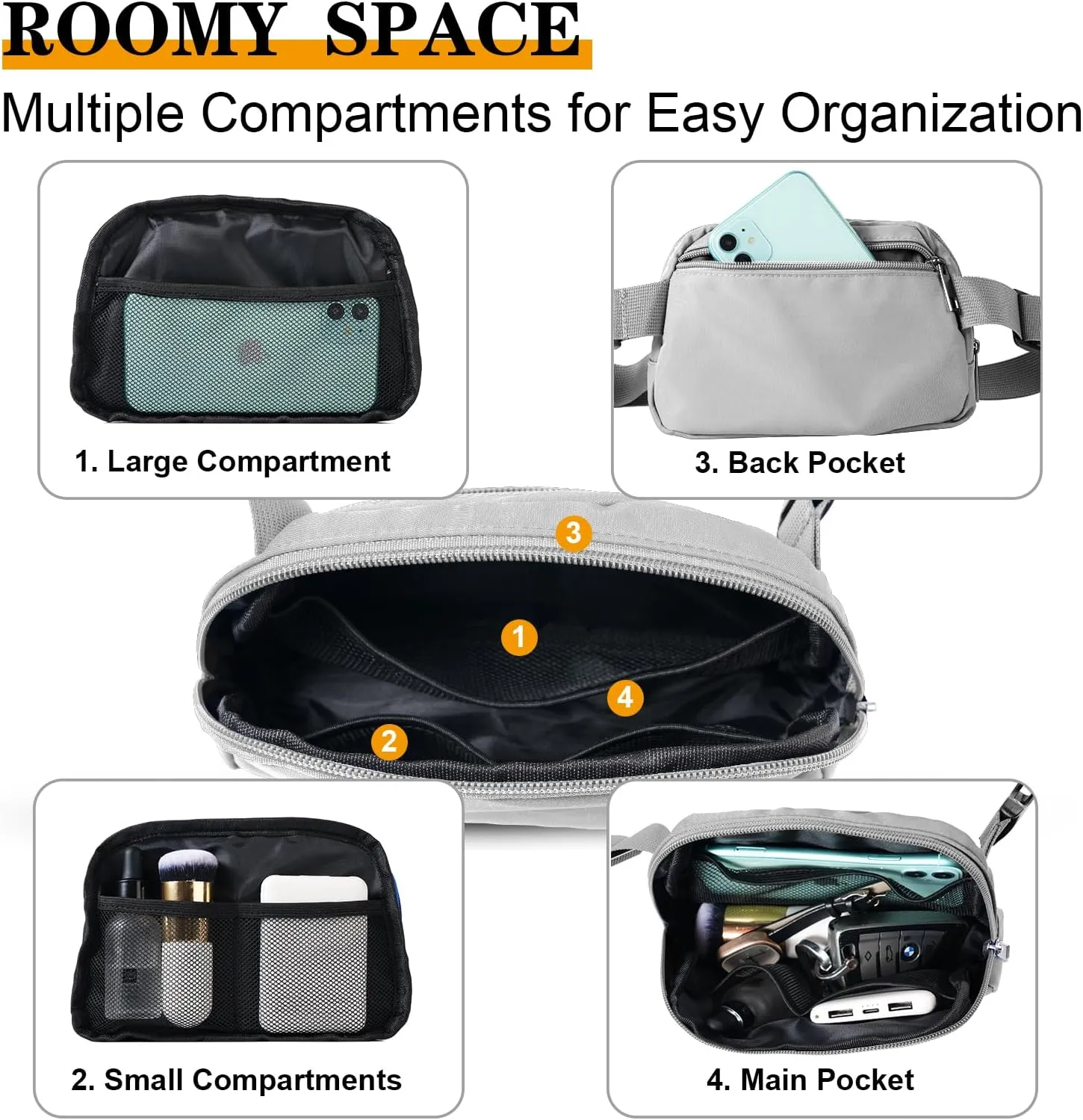 Fanny Pack for Women Teen Girls, Small Belt Bag 1L with Adjustable Strap 32" to 51", Crossbody Bag Water-resistant for Travel Gym Sport Running, Fashion Waist Bag for Mothers Day Gifts