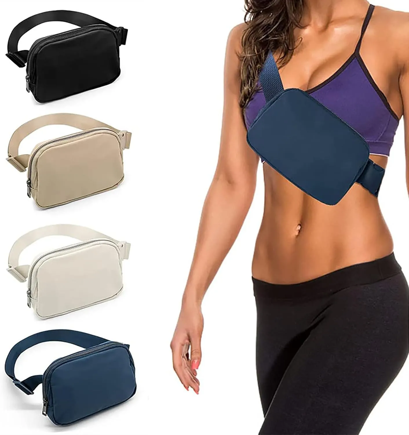 Fanny Pack for Women Teen Girls, Small Belt Bag 1L with Adjustable Strap 32" to 51", Crossbody Bag Water-resistant for Travel Gym Sport Running, Fashion Waist Bag for Mothers Day Gifts