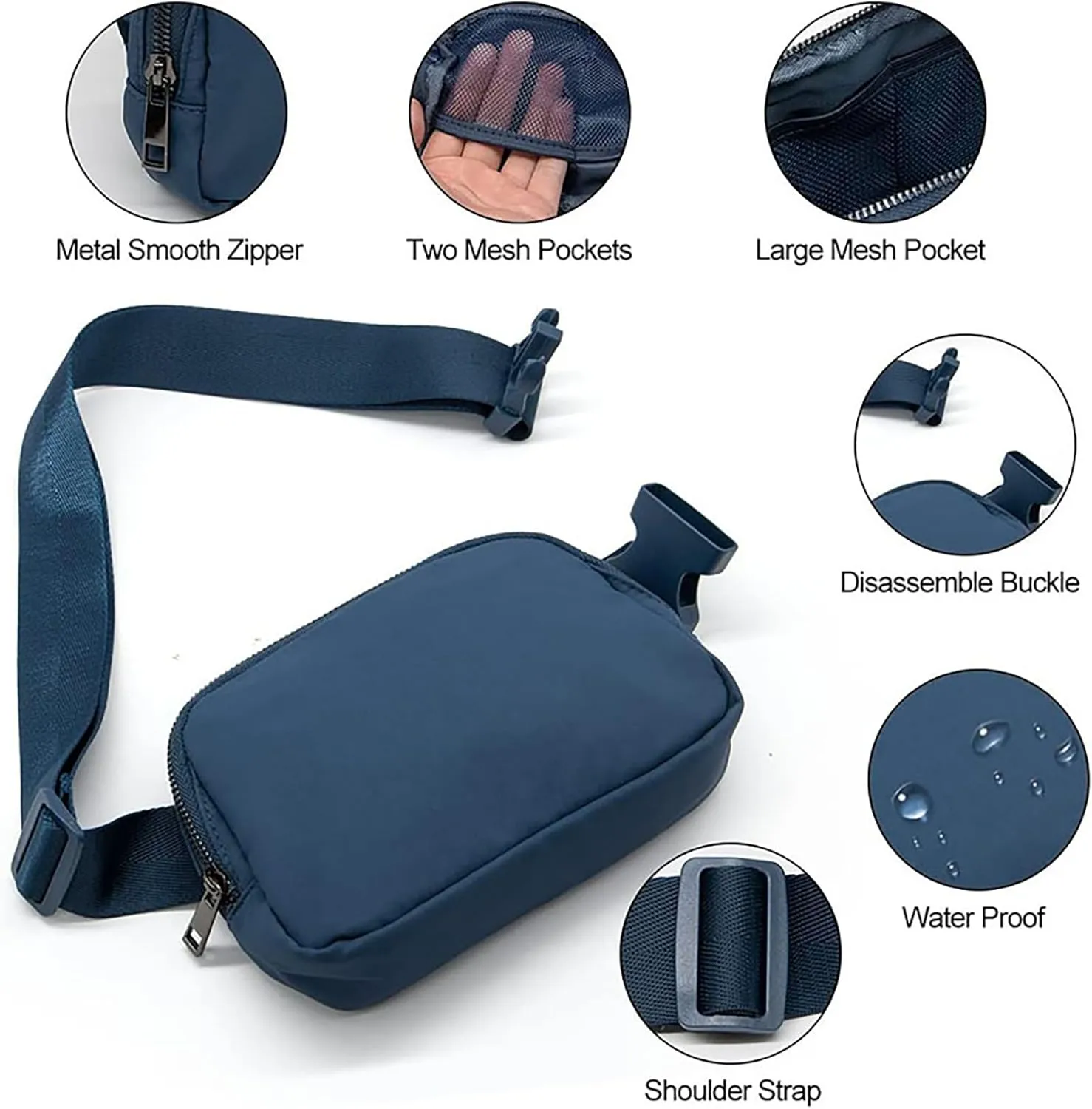 Fanny Pack for Women Teen Girls, Small Belt Bag 1L with Adjustable Strap 32" to 51", Crossbody Bag Water-resistant for Travel Gym Sport Running, Fashion Waist Bag for Mothers Day Gifts