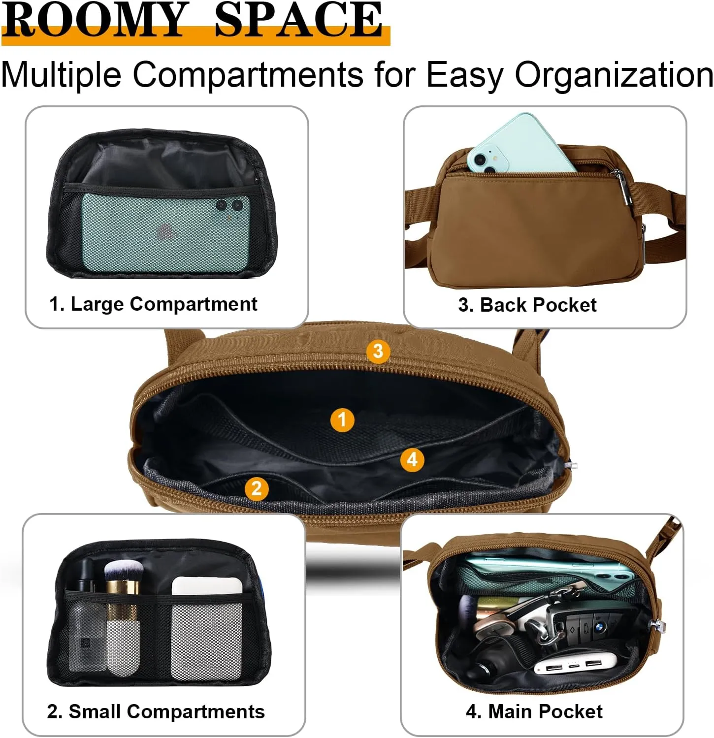 Fanny Pack for Women Teen Girls, Small Belt Bag 1L with Adjustable Strap 32" to 51", Crossbody Bag Water-resistant for Travel Gym Sport Running, Fashion Waist Bag for Mothers Day Gifts