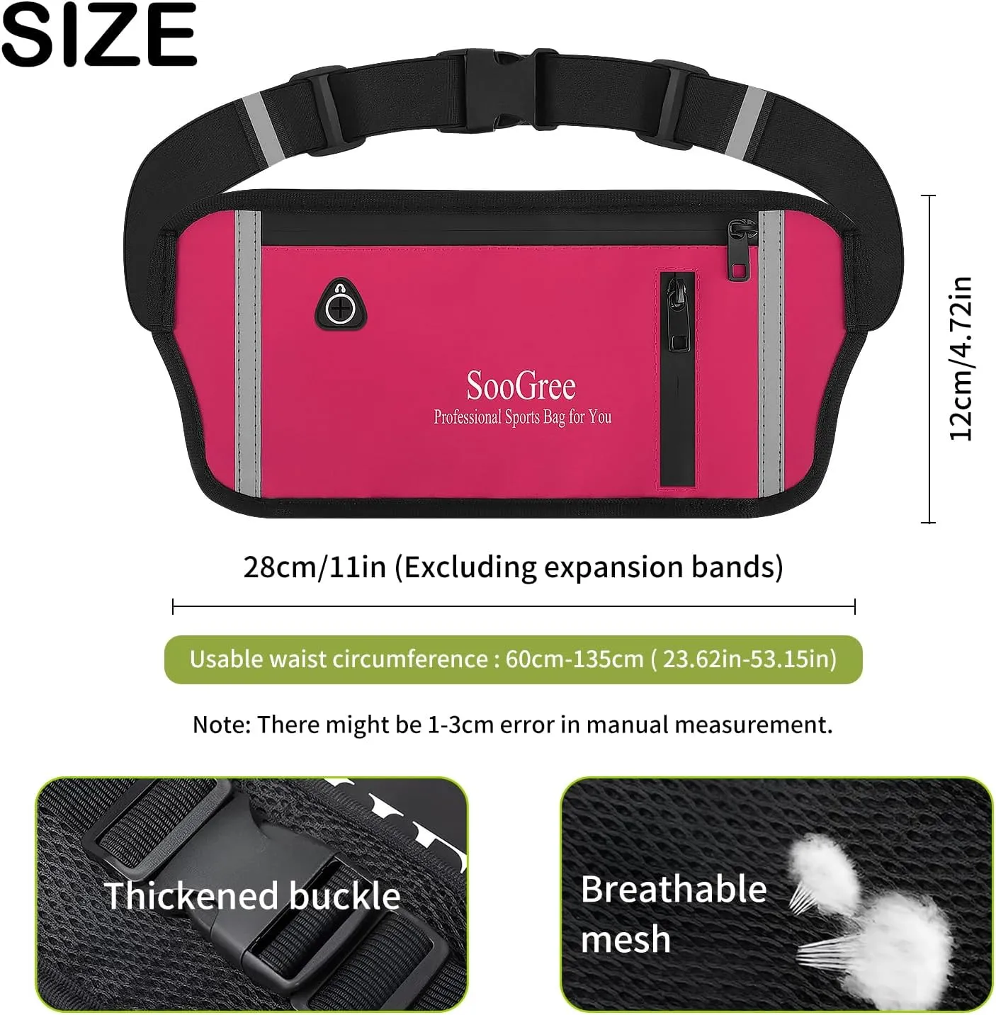 Fanny Packs for Women Men Slim Running Belt Waist Pack Runners Bag Waterproof Money Belt Phone Holder for Sports Hiking Traveling Walking Reflective Strip Adjustable Strap