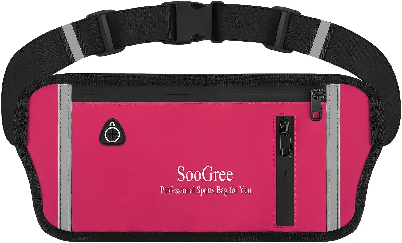 Fanny Packs for Women Men Slim Running Belt Waist Pack Runners Bag Waterproof Money Belt Phone Holder for Sports Hiking Traveling Walking Reflective Strip Adjustable Strap