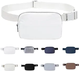 Fanny Packs for Women Men, Waterproof Cross Body Belt Bag with Adjustable Strap, Fashion Waist Packs Crossbody Bagsfor Workout Running Traveling Hiking（White）