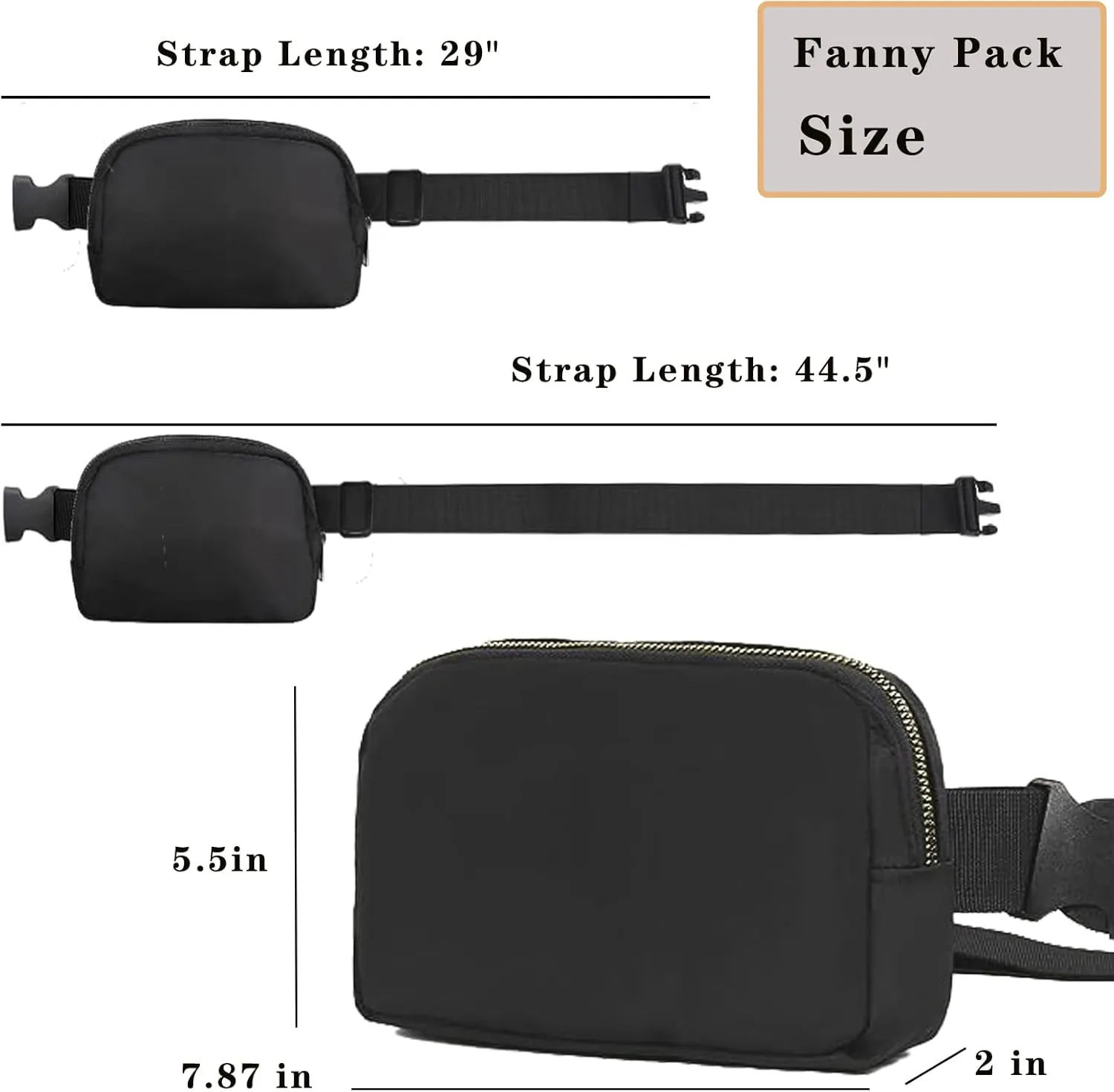 Fanny Packs for Women Men, Waterproof Cross Body Belt Bag with Adjustable Strap, Fashion Waist Packs Crossbody Bagsfor Workout Running Traveling Hiking（White）