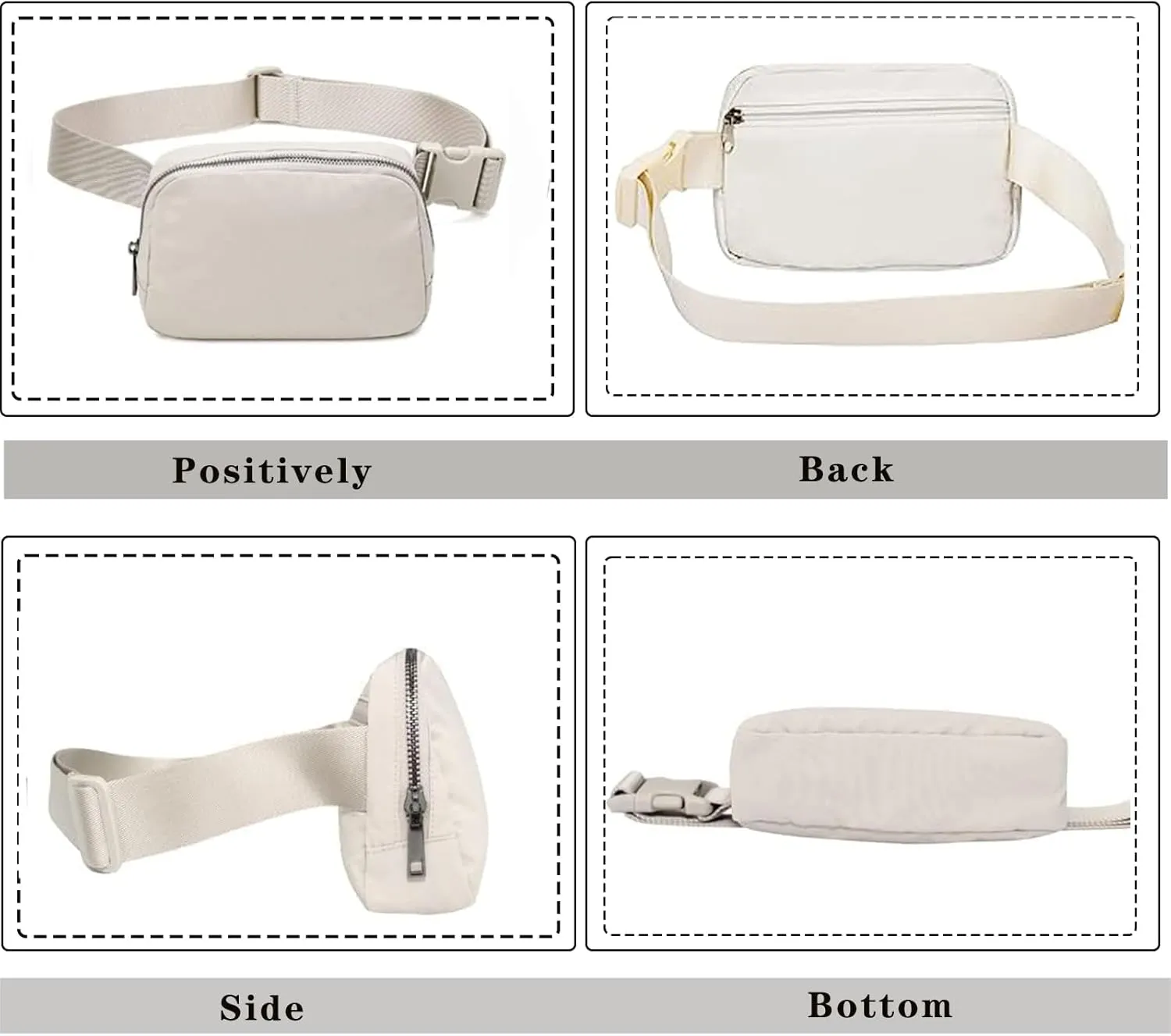 Fanny Packs for Women Men, Waterproof Cross Body Belt Bag with Adjustable Strap, Fashion Waist Packs Crossbody Bagsfor Workout Running Traveling Hiking（White）