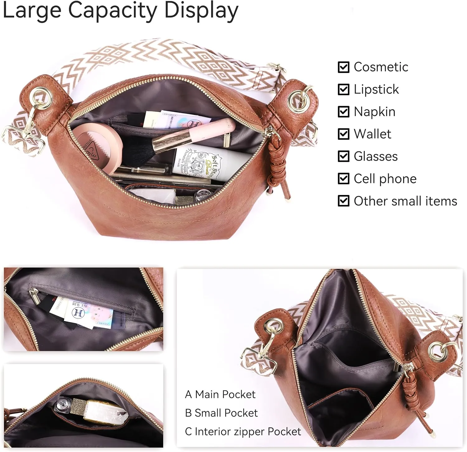 Fanny Packs Waist Bag for Women-Fashion Crossbody Bags Chest Purses Belt Bag with 2 Adjustable Strap (Brown)