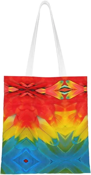 Fantastic Parrot Feather print Canvas Tote Bag for Women,Womens Purse Handbags for Travel Beach Nurse College Gift