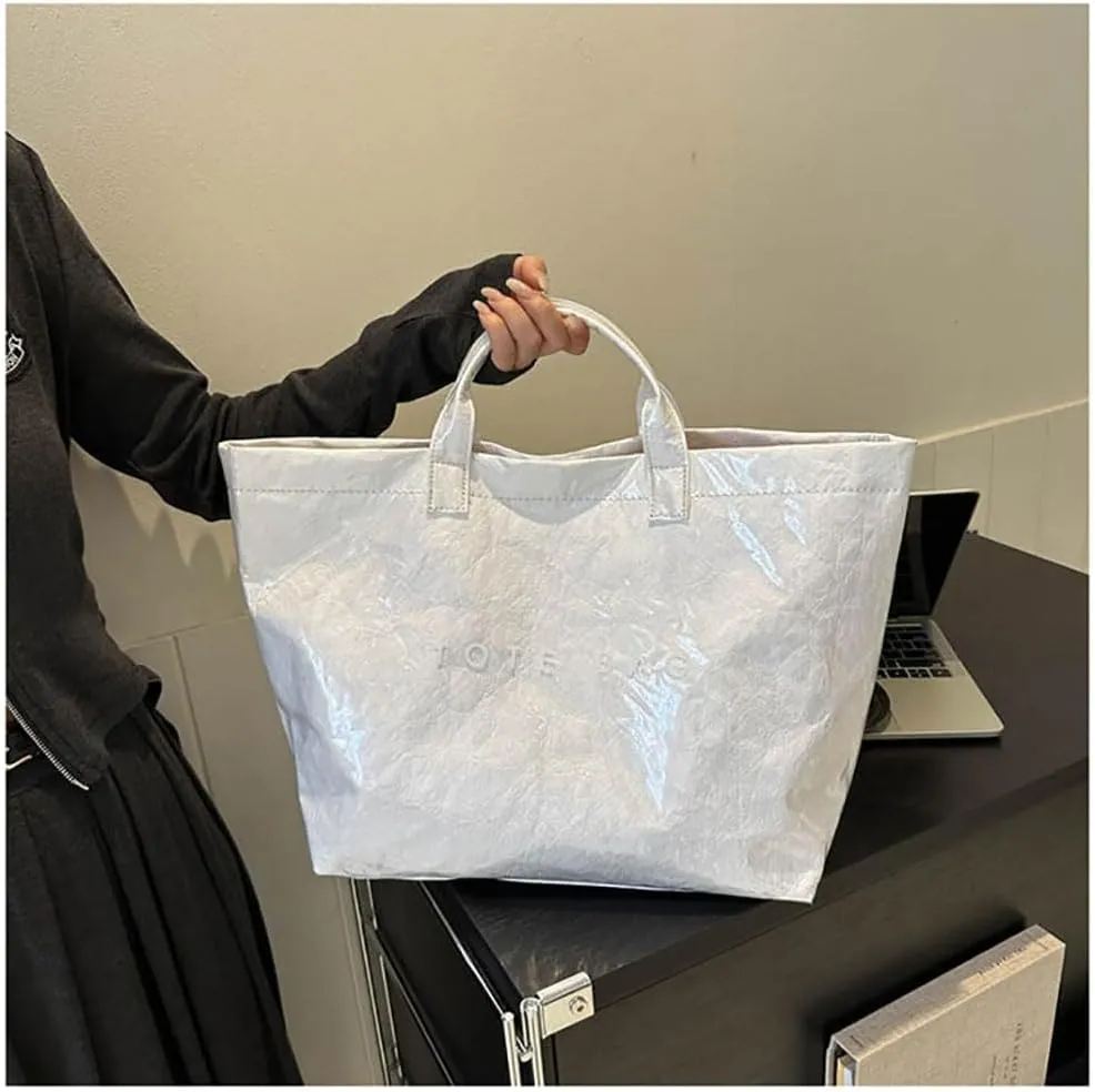 Fashion waterproof letter tote bag Stellaya women's PVC kraft paper handbag and shoulder ，Fashion Retro Bag