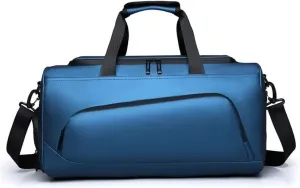 Fashionable Mens Large Capacity Dry Wet Separation Travel Bag Waterproof Womens Fitness Handbag Crossbody Bag(Blue)
