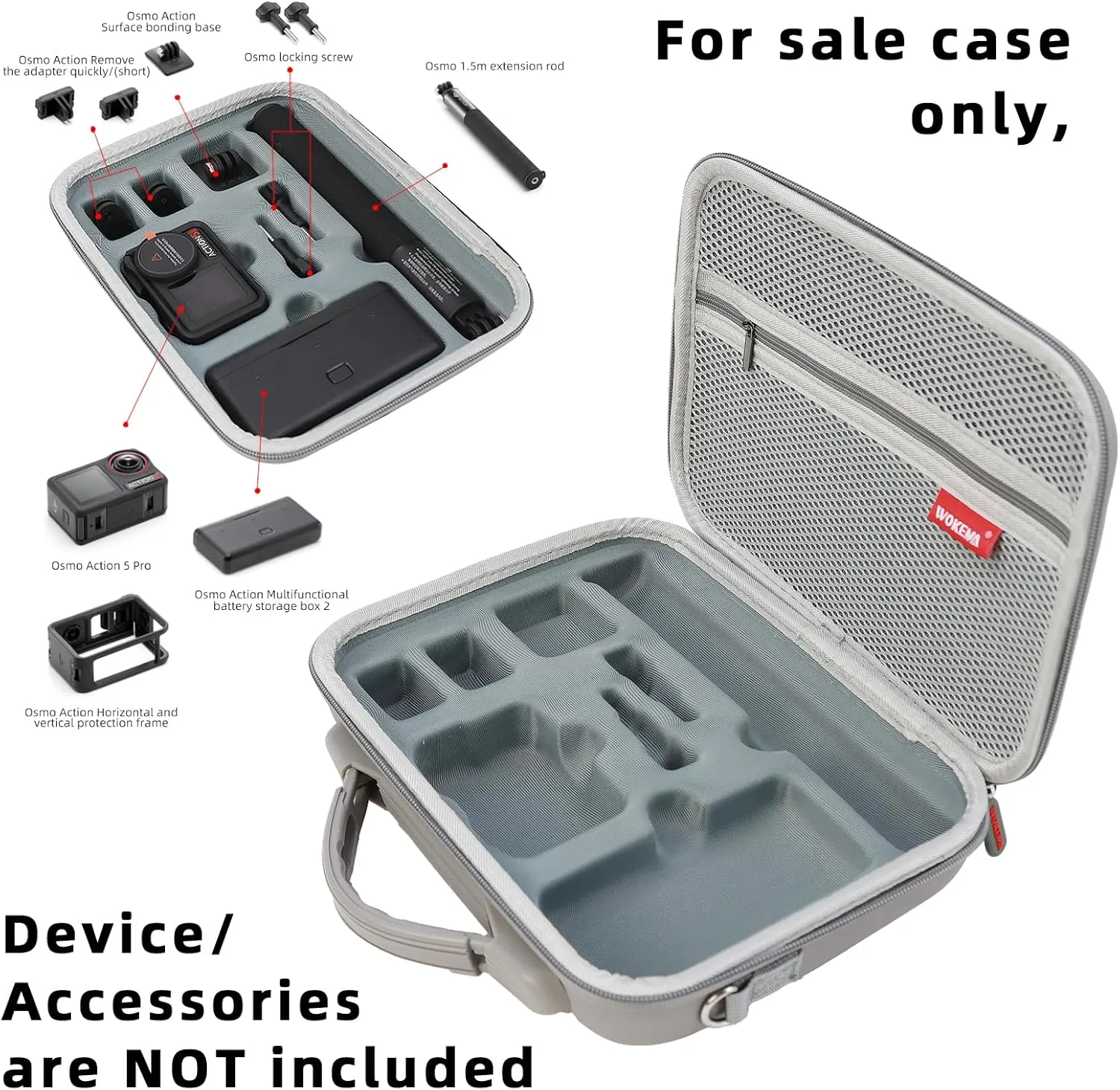 Father&I Osmo Camera 5 Pro Len Action 4 Action 3 Accessories&Adhesive Mount&Stick Thread Only Carry-ing Protective Case Hard Storage Bag Holder Outdoor for DJI Crossbody&Two Way Zipper, Grey
