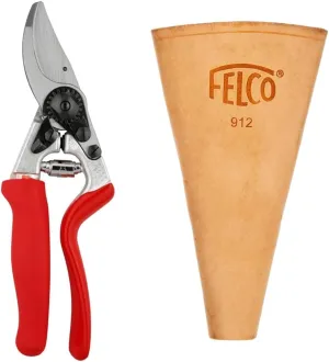 Felco Pruning Shears (F 7) - High Performance Swiss Made One-Hand Garden Pruners & Leather Holster (F 912) - Tool Pouch for Pruning Shears or Construction/Utility Tools