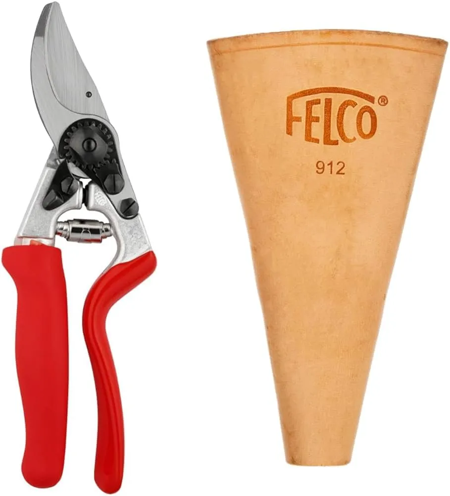 Felco Pruning Shears (F 7) - High Performance Swiss Made One-Hand Garden Pruners & Leather Holster (F 912) - Tool Pouch for Pruning Shears or Construction/Utility Tools
