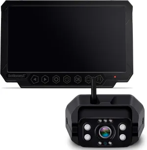 FHD 1080P Digital Wireless Backup Camera and 7'' DVR Monitor Support Dual/Quad Split Screen for Trailers,Trucks,RVs,5th Wheels Highway Observation System IP69K Waterproof Guide Lines On/Off
