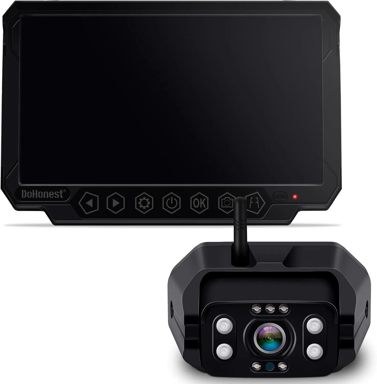 FHD 1080P Digital Wireless Backup Camera and 7'' DVR Monitor Support Dual/Quad Split Screen for Trailers,Trucks,RVs,5th Wheels Highway Observation System IP69K Waterproof Guide Lines On/Off