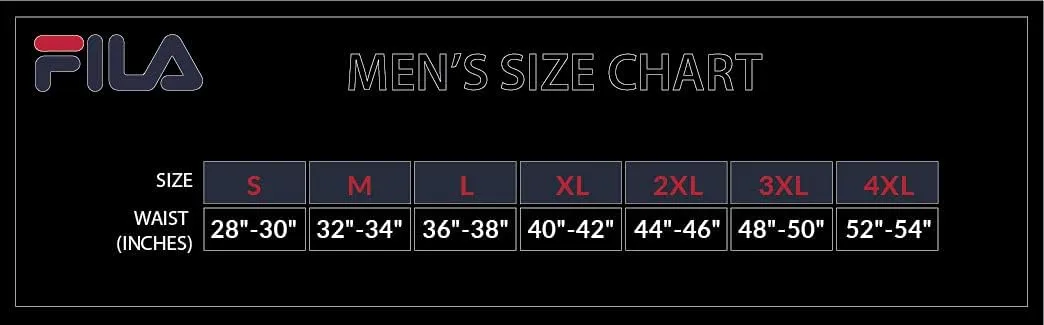 Fila Men's 4" Trunk Front Fly, 90% Polyester 10% Spandex, 4-Pack