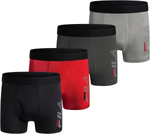 Fila Men's 4" Trunk Front Fly, 90% Polyester 10% Spandex, 4-Pack