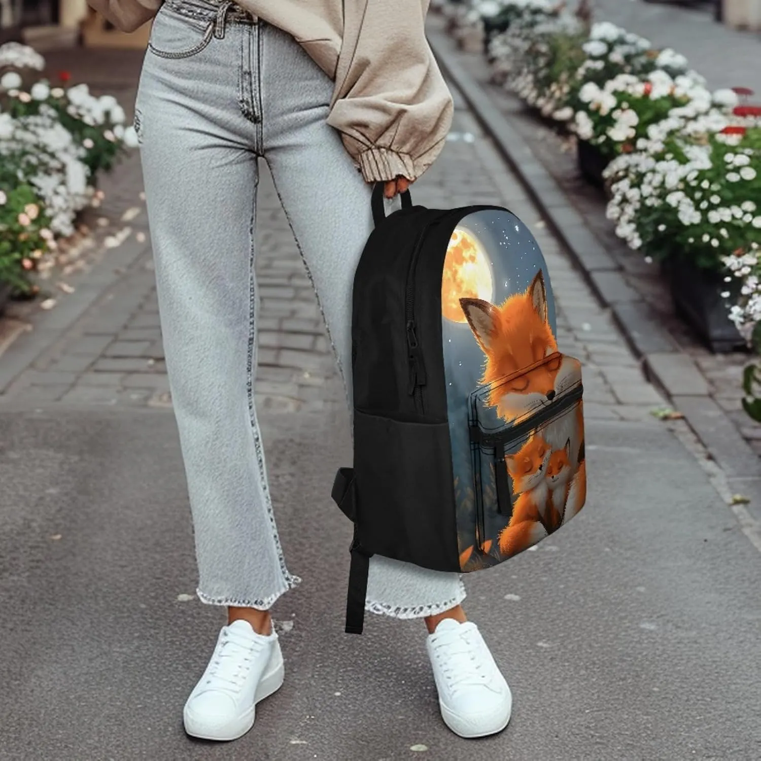 Fire Anger Fox Print Backpack School Bag for Boy Girl Men Women Large Capacity Book Bag Travel Daypack Rucksack,Fox 01