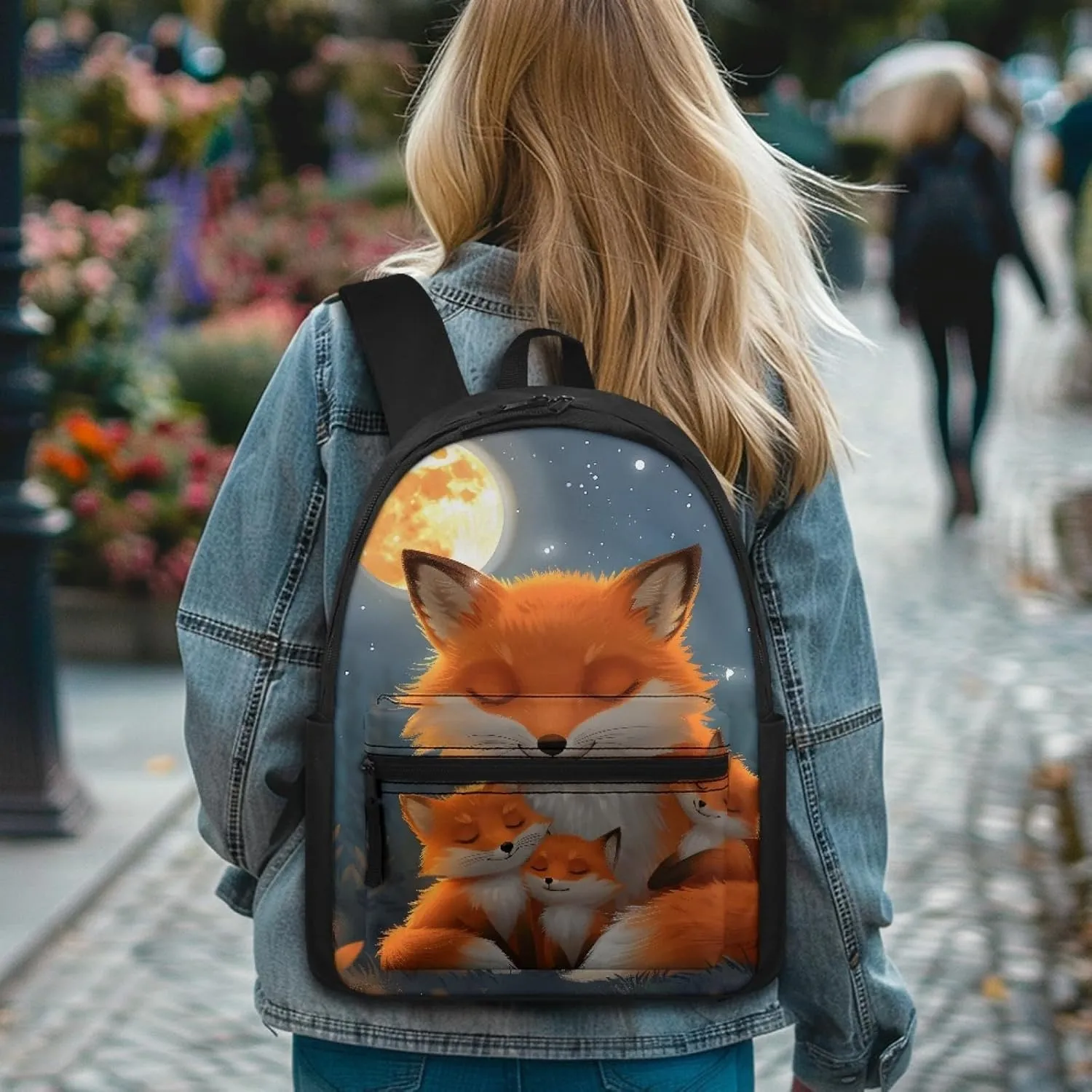 Fire Anger Fox Print Backpack School Bag for Boy Girl Men Women Large Capacity Book Bag Travel Daypack Rucksack,Fox 01