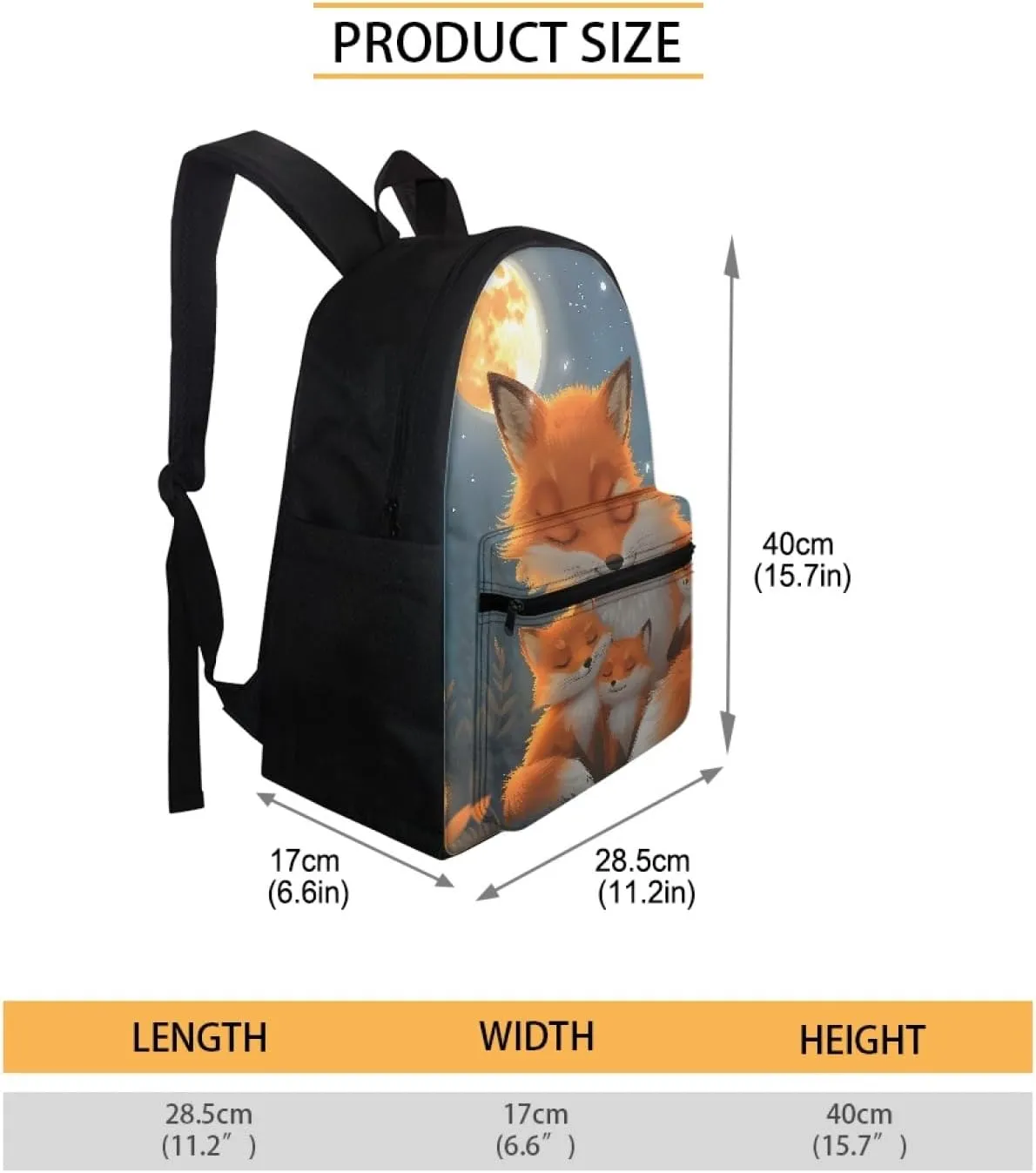 Fire Anger Fox Print Backpack School Bag for Boy Girl Men Women Large Capacity Book Bag Travel Daypack Rucksack,Fox 01