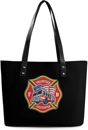 Firefighting Truck Tote Bag Ladies Leather Handbags Large Western Purse Shoulder Bag