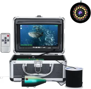 Fishing Camera, 15M/30M Underwater Video Fishing Camera Fish Finder with DVR Record 16G TF Card 7INCH 1080P Cam Double Lamp for ICE/SEA Fishing(F7AD-2L-30M)