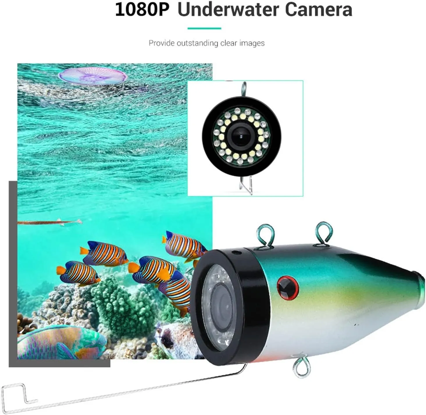 Fishing Camera, 15M/30M Underwater Video Fishing Camera Fish Finder with DVR Record 16G TF Card 7INCH 1080P Cam Double Lamp for ICE/SEA Fishing(F7AD-2L-30M)