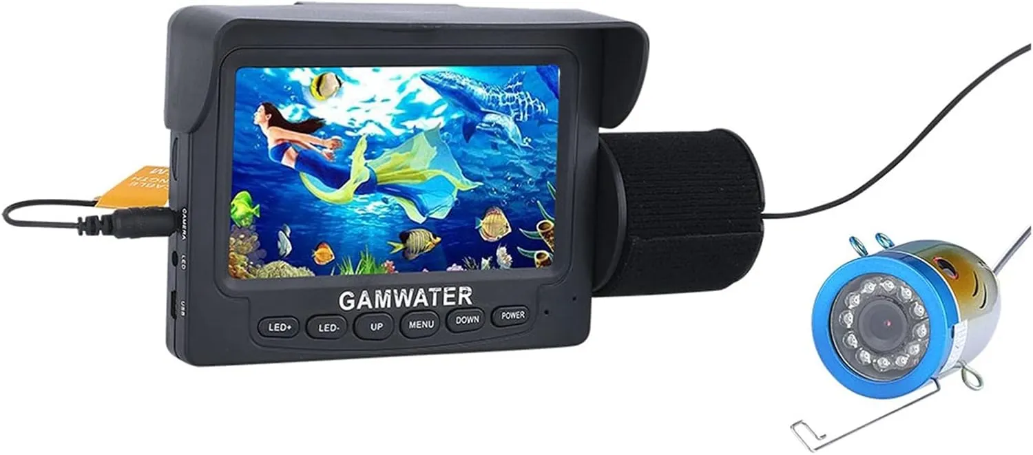 Fishing Camera, 4.3" Inch 1000tvl Underwater Fishing Video Camera Kit 12 PCS LED IR Lights Fish Finder Lake Under Water Fishing Cam(IR LED 30m Cable)