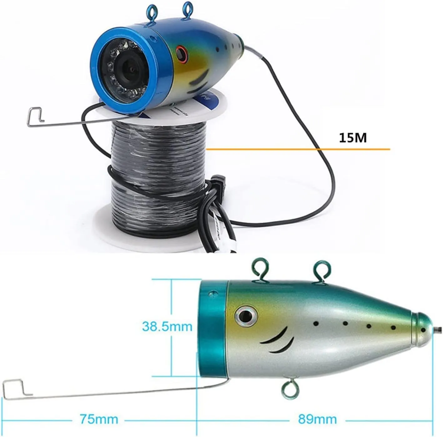 Fishing Camera, 4.3" Inch 1000tvl Underwater Fishing Video Camera Kit 12 PCS LED IR Lights Fish Finder Lake Under Water Fishing Cam(IR LED 30m Cable)