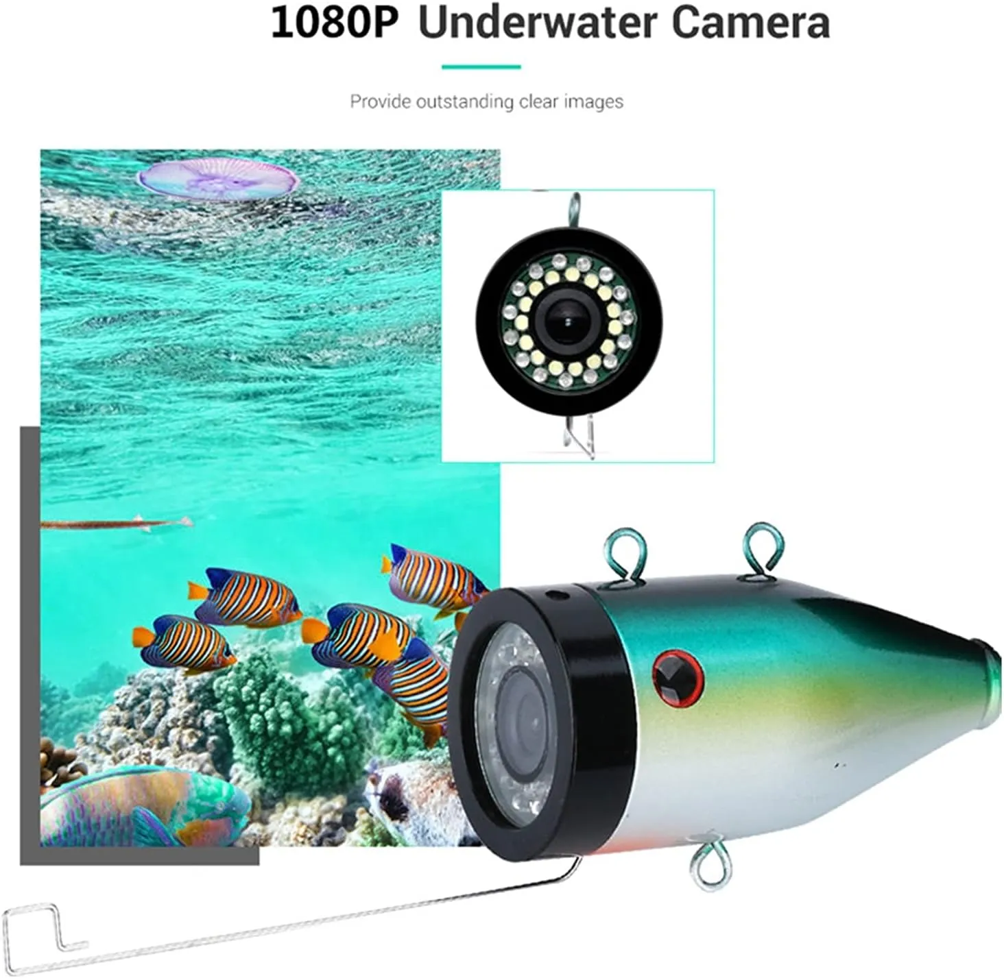 Fishing Camera, 9 Inch DVR Fish Finder Underwater Fishing 1080P Camera 16G HD 1280 * 720 Screen Double LEDs 15M 30M Camera for Ice Sea Fishing(F9AD 2L 15M Cable)