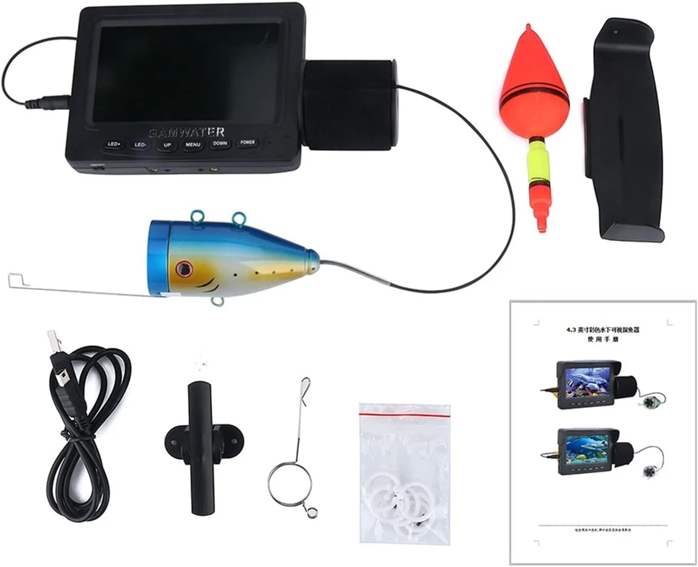 Fishing Camera, Video Fish Finder 4.3 Inch LCD Monitor 1000TVL Underwater Fishing Camera Kit 12PCS LED IR Lights for Winter Ice Lake Sea Fishing(F008B-15M-IR)