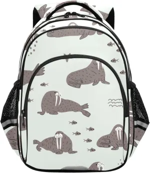 Fisyme Sea Walrus Winter Backpack Laptop Back Pack Daycare Bag Bookbag Travel School Backpacks Small