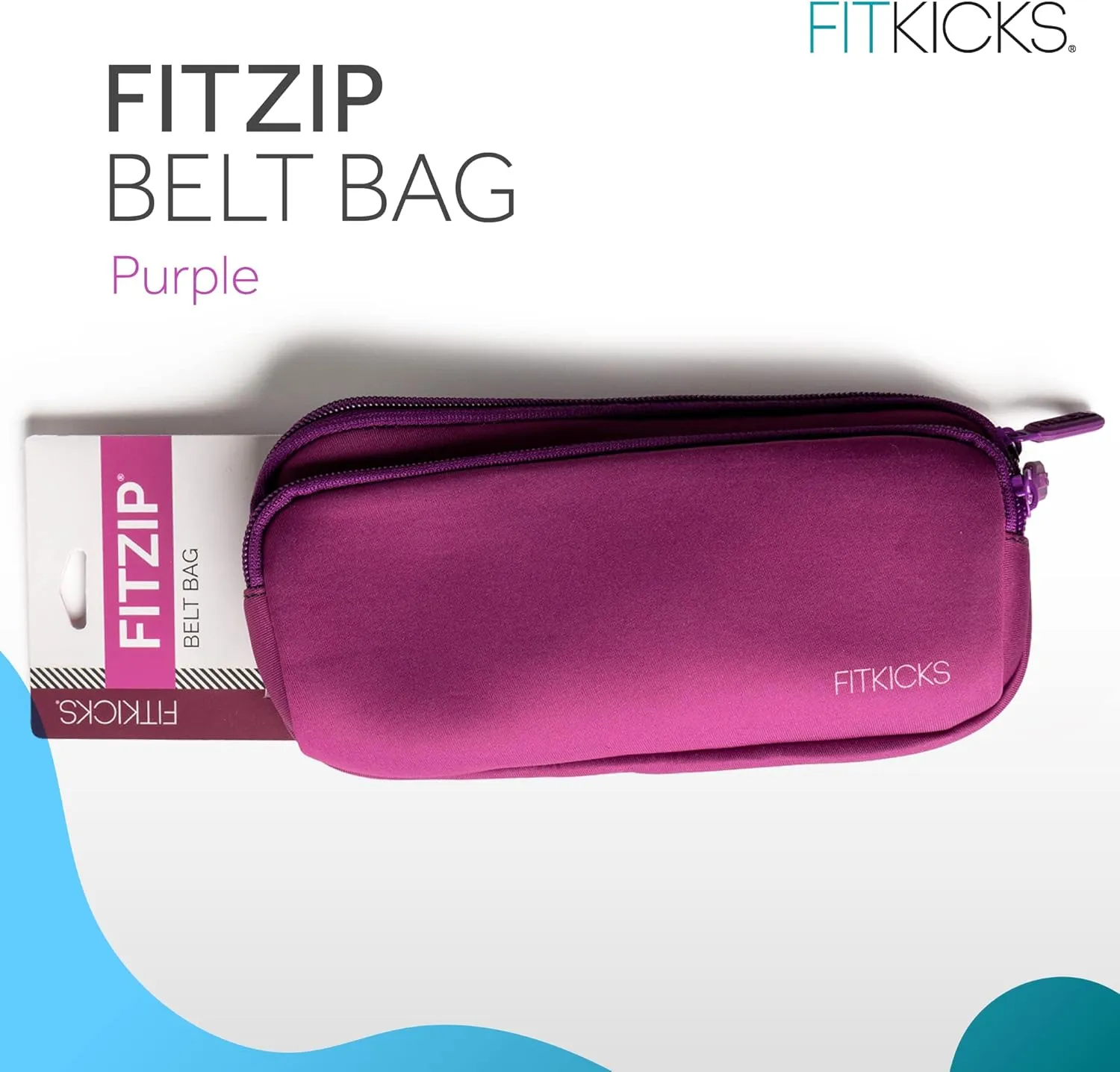 FITKICKS Fitzip Belt Bag and Crossbody Fanny Pack, Waist Pouch with Adjustable Strap - Purple