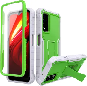 FITO for T-Mobile REVVL V Plus 5G Case, Dual Layer Shockproof Heavy Duty Case for T-Mobile REVVL V Plus 5G Phone with Screen Protector, Built in Kickstand (Green)