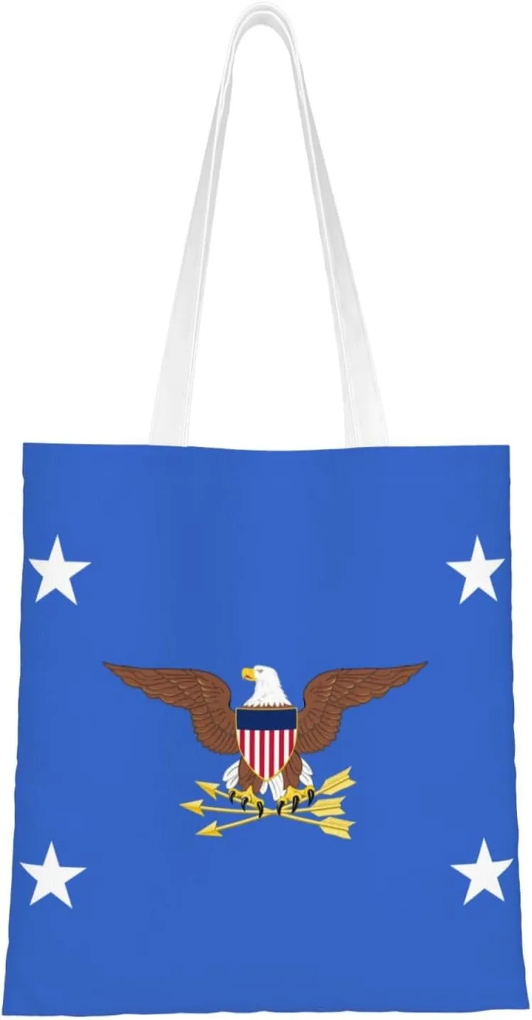 Flag of the United States Secretary of Defense Tote Bag for Women Canvas Shopping Bags Reusable Large Capacity Casual Shoulder Handbags Grocery Bags DIY Gift Bags
