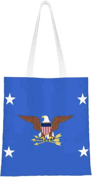 Flag of the United States Secretary of Defense Tote Bag for Women Canvas Shopping Bags Reusable Large Capacity Casual Shoulder Handbags Grocery Bags DIY Gift Bags