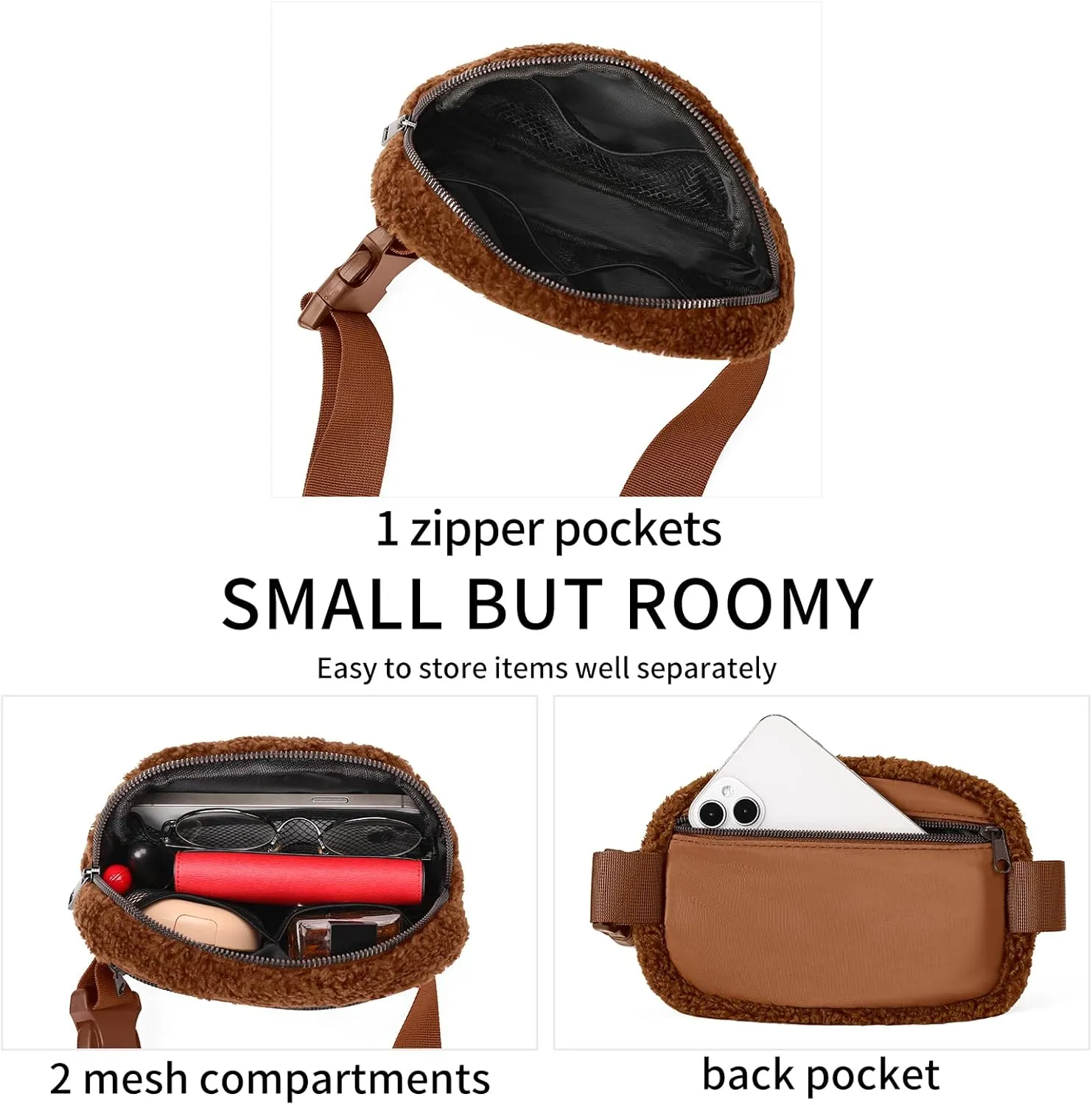 Fleece Fanny Pack for Women Men Everywhere Belt Bag with Adjustable Strap Fashion Waist Packs by Amxnx