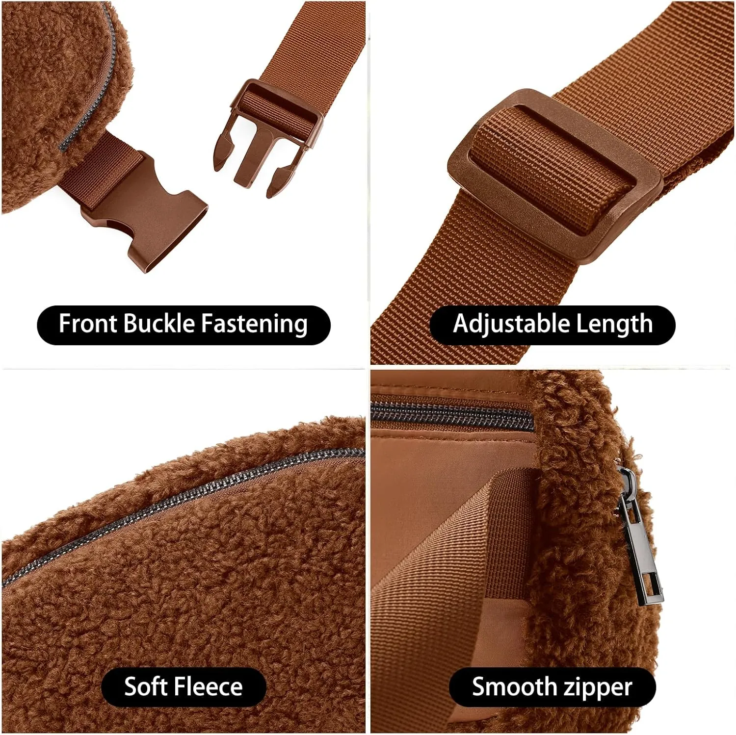 Fleece Fanny Pack for Women Men Everywhere Belt Bag with Adjustable Strap Fashion Waist Packs by Amxnx