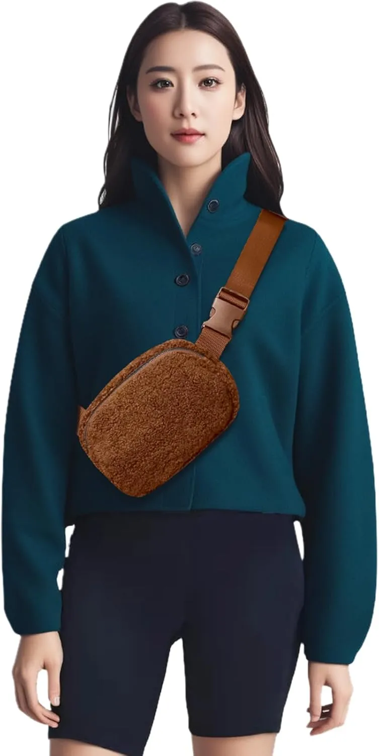 Fleece Fanny Pack for Women Men Everywhere Belt Bag with Adjustable Strap Fashion Waist Packs by Amxnx