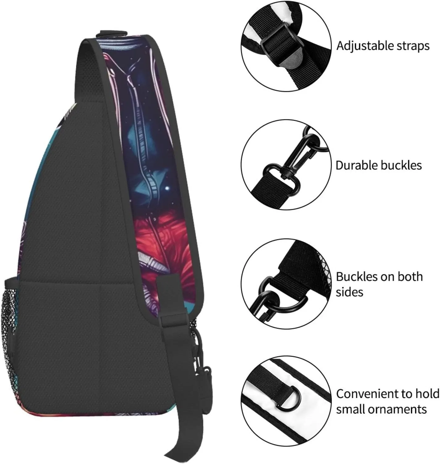 Flowers Skull Ornamental Pattern Unisex Daypack Chest Pack â€“ Lightweight & Stylish Hiking Rucksack, Versatile Messenger Bag