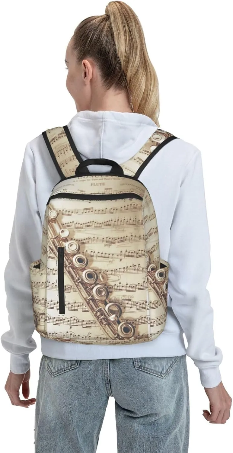 Flute Music backpack bookbags casual laptop lightweight bag travel laptop daypack