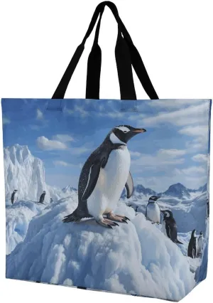 Foldable Grocery Bag Reusable Shopping Bag Blue Peacock Tote Bag Casual Handbags for Work Shopping