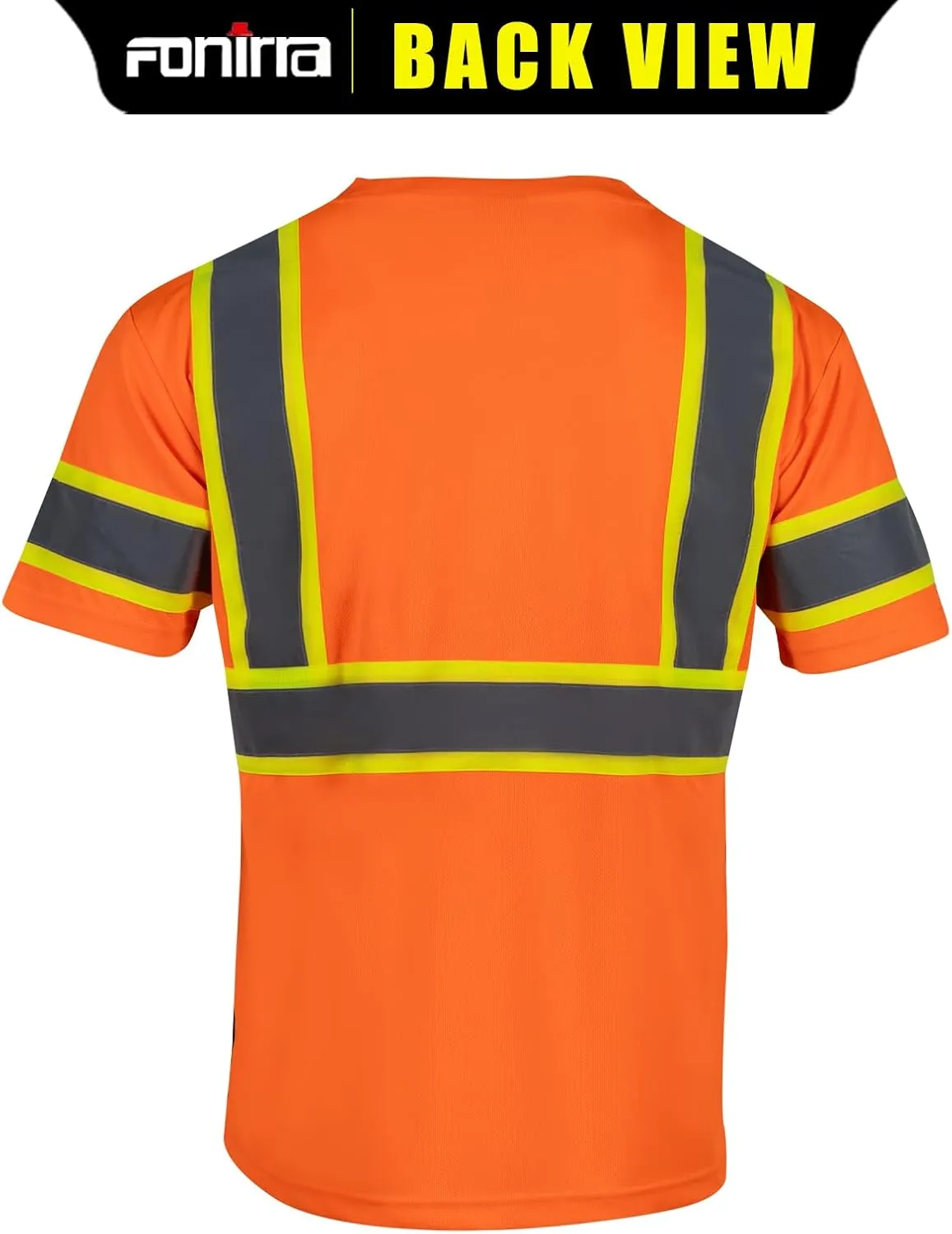 FONIRRA 3 Pack Safety Reflective High Visibility Shirt for Men Hi Vis Construction Work Shirts with Short Sleeves